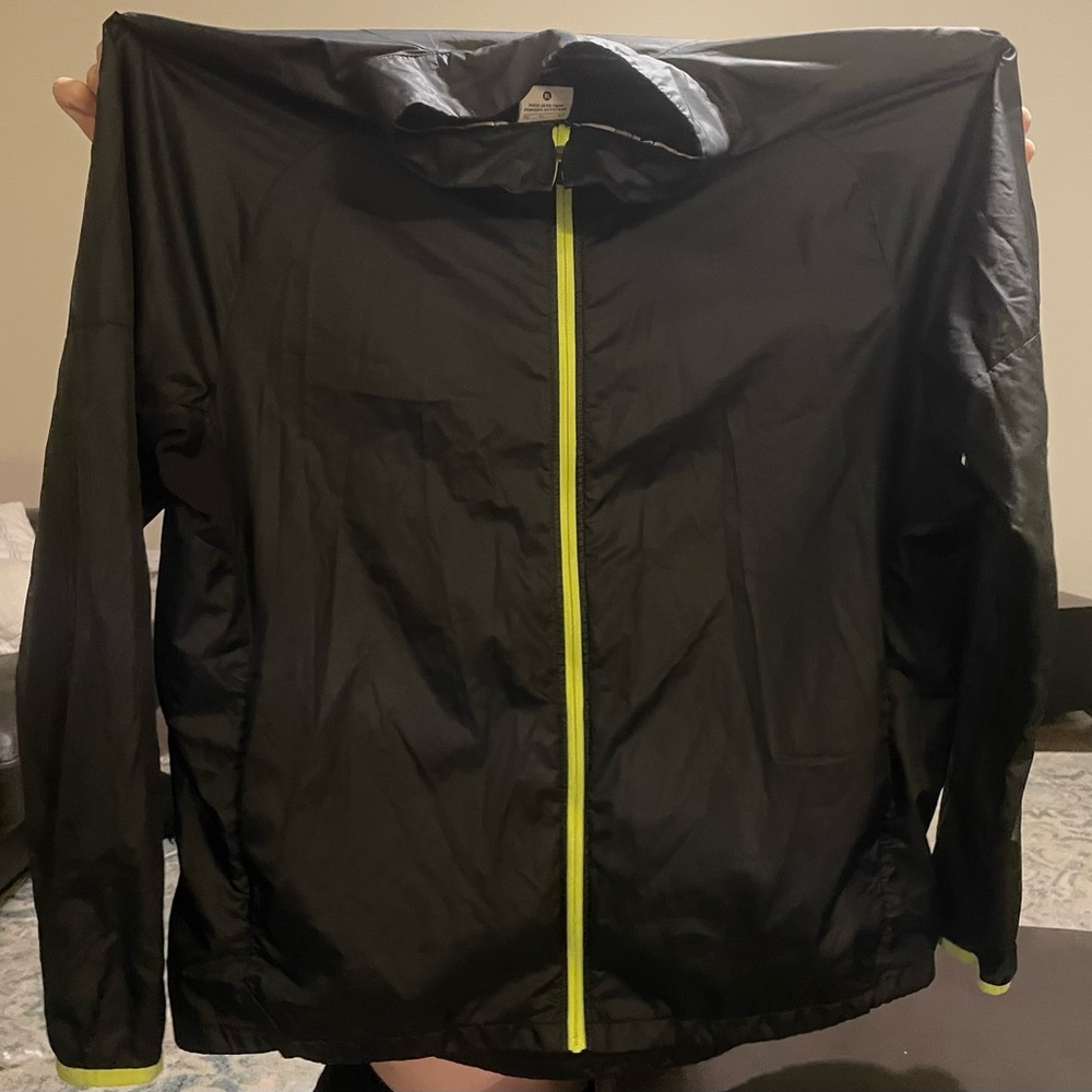 Men’s Adidas Black with neon yellow zipper windbreaker